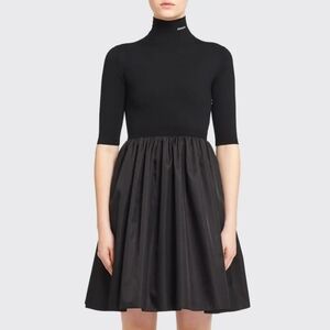 PRADA WOOL & RE-NYLON BLACK FIT AND FLARE, MINI DRESS, SIZE IT, 40